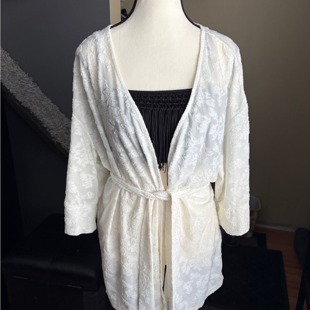White Lace Kimono Cardigan